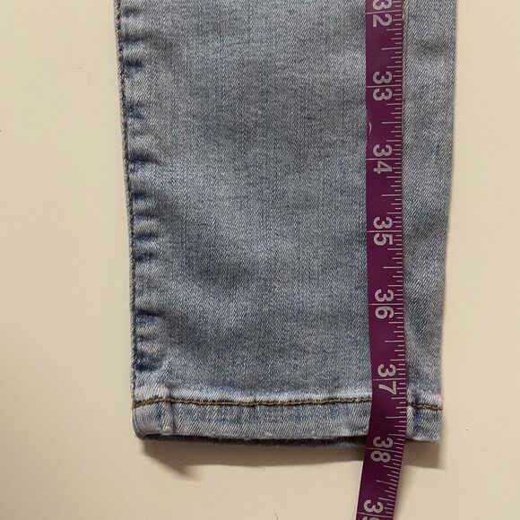 Forever 21 Light Wash Blue High Waisted Knee-Slit Skinny Jeans Size 27 EUC - Picture 8 of 12